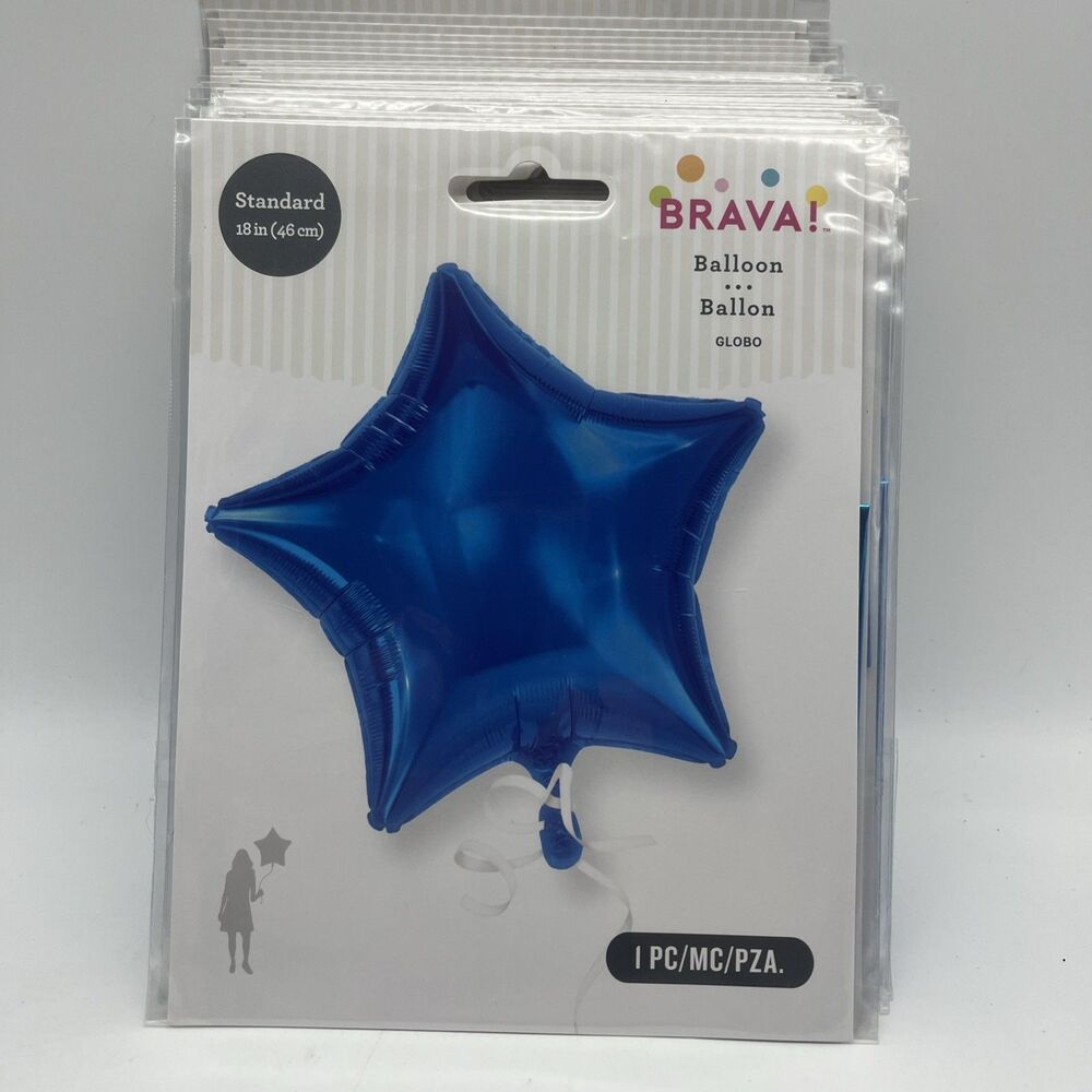 34 Brava! Blue Foil Star Balloon 18" ( 16.5 Inflated Size) Birthday/Anniversary